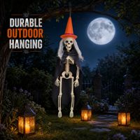 SIPKLR Mini-squelette de sorcière articulé de 40 cm pour décoration d'Halloween à poser sur le bureau ou à accrocher