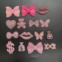 Décoration de coque de téléphone de luxe faite à la main, style salon, avec breloques Bling Diamant, Sac d'argent, Nœud, Lèvre, Cœur, Fleur, de créateur, pour loisirs créatifs DIY
