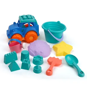 Летние мягкие резиновые игрушечные наборы пляжного песка для малышей, уличная садовая игрушка с автомобильным ведром, Песочная лопатка, форма