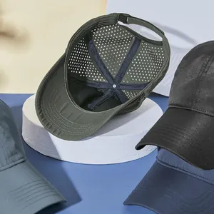 Venta al por mayor de gorras deportivas en blanco Diseña el logotipo de tu equipo Gorras de béisbol transpirables de malla