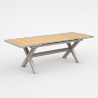 Ensemble de table à manger extensible en aluminium de style nordique moderne de qualité supérieure, chaises empilables, 8 places, ensemble de meubles de patio extérieur