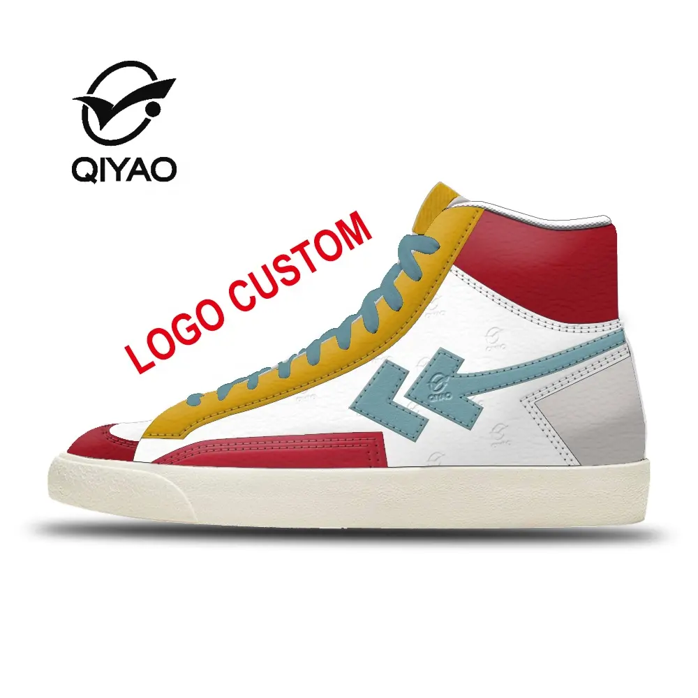 Zapatos de lona informales para hombre y mujer, calzado de moda con Logo personalizado, venta al por mayor, Etiqueta Privada, Hightop colorido, SB, blanco