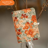 Carnet spirale vintage en velours côtelé à motif floral, format A6, couverture en tissu, journal à feuilles mobiles, logo personnalisé, fait main, journal de voyage, recyclable, personnalisable