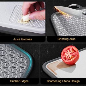 Thớt cắt đa năng bằng thép không gỉ chống xước, chất liệu PP thân thiện môi trường, tích hợp dụng cụ mài dao, hai mặt, không độc hại, dễ vệ sinh - Product Image 5