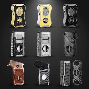 Briquet de table de luxe haut de gamme coupe-vent portable 5 en 1 avec coupe-cigare et perforateur personnalisé - Product Image 3