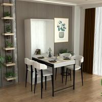 Fabricante moderno Mesa de comedor dos en uno Estante de conversión de metal extensible Diseño de almacenamiento simple Muebles de estilo de panel de madera