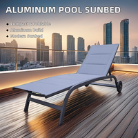 Chaise longue pliante extérieure en aluminium KD Chaise longue avec roues Ensemble de jardin au bord de la piscine pour meubles de piscine Utilisation de patio
