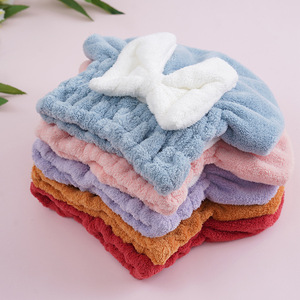 Youhe Hair Drying Cap Coral Fleece <b>Large</b> <b>Bow</b> Princess Hat 30x25cm Quick Dry Absorbent Towel For Women - Product Image 3