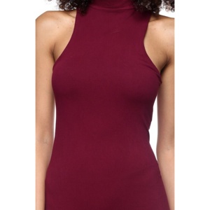 TD abito Midi aderente bordeaux con collo finto elegante stile sera - Product Image 2