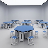 Bureaux et chaises individuels pour étudiants, avec écran LCD escamotable et sécurisé intégré, design moderne pour l'école