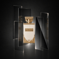 Bouteille en verre vide haut de gamme 30ml 50ml 100ml avec logo personnalisé, couleur artistique, couvercle doré irrégulier et coffret cadeau