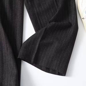 SHENZHU <strong>Women</strong> 2024 Autumn New Fashion Smart Modern <strong>Pinstriped</strong> Flannel Pants Vintage High Elastic Female Ankle <strong>Trousers</strong> - Product Image 5