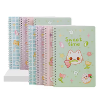 Carnet à spirales personnalisé style mignon, motif chat de dessin animé, fournitures scolaires pour enfants