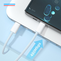 Câble de chargeur rapide 3D USB-C pour câble de données iPhone 1M 2M 60W 100W USB-C Type C tissage de données de charge