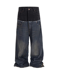 <span class=keywords><strong>Jeans</strong></span> da <span class=keywords><strong>Uomo</strong></span> Personalizzati 14 oz a Doppio Strato con Colori Contrastanti e Gamba Larga all'Ingrosso - Product Image 2