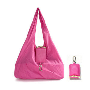 Bolsa de Compras Grande de Nailon con Cierre de Broche y Accesorio de Llavero, Color Beige, Asa para Hombro, Uso Diario - Product Image 3