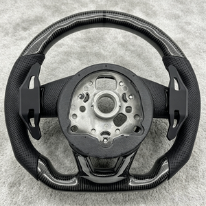 Volant sport en fibre de carbone forgé à fond plat en cuir pour <span class=keywords><strong>Audi</strong></span> A4 B8/B8.5/A6 C7/C7.5 <span class=keywords><strong>s</strong></span> <span class=keywords><strong>Line</strong></span> 2011-2017 LED - Product Image 2