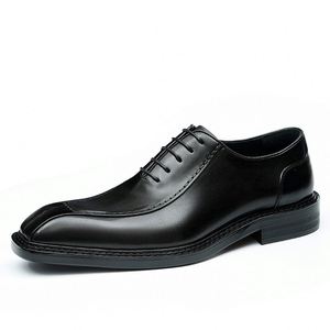 Nuevos Zapatos de Vestir Formales de Moda Retro con Punta Cuadrada para Hombre, de Alta Calidad, Casuales de Negocios, con Cordones, que Aumentan la Altura - Product Image 6
