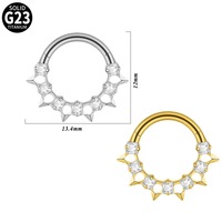 ASTM F136 Chirurgischer Titan-Stern-Quadrat-Zirkon-Clicker-Ring, doppelt verwendbar als Nasen- und Ohrreif für Damen, für den täglichen Gebrauch, Piercing-Schmuck