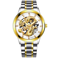 Nouveau design 2020 luxe hommes montre or dragon montre en acier inoxydable quartz montres en diamant FD032