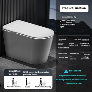 Toilette Intelligente Domestique à Couvercle Rabattable Entièrement Automatique, Réservoir Intégré, Sans Limite de Pression d'Eau, Drainage S-Trap - Product Image 5