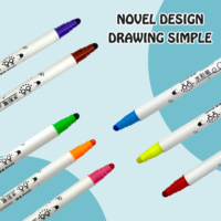 Fabrication non toxique mignon dessin animé Art marqueur pointe ronde frais aquarelle stylo pour enfant comprend un ensemble d'emballage pour le dessin de nouveauté