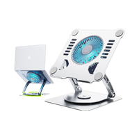 Support pour ordinateur portable avec ventilateur de refroidissement, rotation à 360 degrés, en alliage d'aluminium, pliable, réglable, pour ordinateurs portables jusqu'à 15,9 pouces, vente en gros
