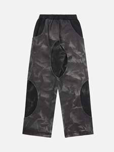 Men's Washed Cargo <b>Trousers</b> <b>Elastic</b> <b>Waist</b> Multi Pocket Wide Leg Casual Streetwear Workwear Pants - Product Image 2