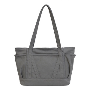 Custom Logo <b>Canvas</b> <b>Tote</b> Beach Bags for Women Purse Laptop Work Totebags With Pocket Large Capacity Fashion Ladies Shoulder Bags - Product Image 6