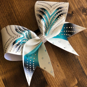 Custom Professional Cheerleading Bow Series: <b>Glitter</b>/Rhinestone/3-inch Large Size Options, Red/Black/<b>Blue</b> Cheerleading Bows - Product Image 1