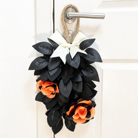 Bouquet de fleurs d'hibiscus artificielles faites à la main pour Halloween, décoration noire pour fête en plein air, style minimaliste