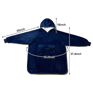Manta portátil de color personalizado con capucha, capa de franela de invierno, ropa de dormir gruesa, bolsa cálida de manga larga con forro polar para mascotas - Product Image 4