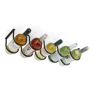 Modern Wall-Mounted Metal <strong>Wine</strong> <strong>Rack</strong> with <strong>Under</strong>-<strong>Cabinet</strong> Organizer for 5 Bottles for Liquor or <strong>Wine</strong> <strong>Storage</strong> - Product Image 2