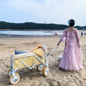 Anpassbares Muster Luxus Strand wagen mit großen Rädern für Sand Camping klappbaren Strand wagen - Product Image 2
