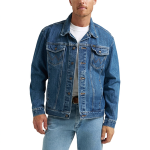 Men's Eco-Friendly Classic <b>Denim</b> <b>Jacket</b> Solid Color Turn-down Collar Single Button Closure Casual Style Autumn Regular Fit 100% - Product Image 1