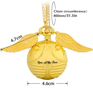 Collier Accessoires En Gros Golden Magic Ball Quartz <span class=keywords><strong>Horloge</strong></span> De Poche Montre Avec Chaîne Cadeau Pour Garçons Filles - Product Image 1