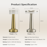 Lampes de nuit LED rechargeables par USB de style nordique vintage, lampes de table sans fil en forme d'haltères de luxe pour un éclairage décoratif