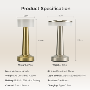 Lampade <span class=keywords><strong>da</strong></span> <span class=keywords><strong>Tavolo</strong></span> Wireless a Forma di Manubri di Lusso, Luci Notturne LED Ricaricabili USB in Stile Nordico Vintage per Illuminazione Decorativa - Product Image 2