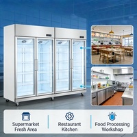 Congélateur commercial à porte vitrée, réfrigérateur 500L 1000L, congélateur vertical économe en énergie pour supermarché et magasin de proximité