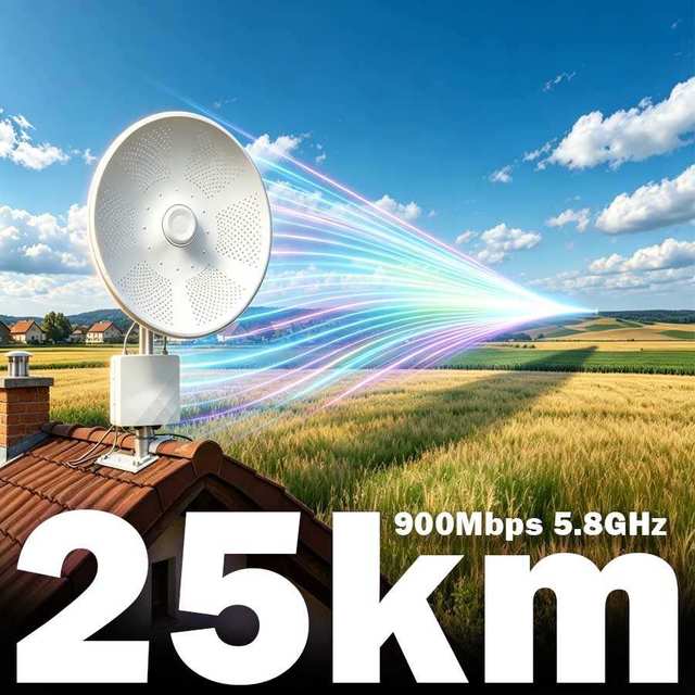 Industrial 5.8G Outdoor Modemless Wireless Bridge 10-25KM Long Range Point-to-Point CPE Gigabit WiFi Extender Repeater AP