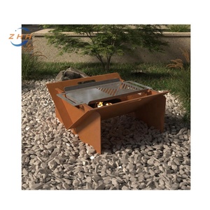 Detachable Camping Fire Pit Corten Steel <strong>FirePit</strong> 20inch <strong>Folding</strong> Campfire Grill for Wood Pellet Bonfire BBQ Backyard Patio Picnic - Product Image 6