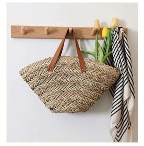 Bolso de Mano de Paja Natural de Diseño Moderno para Mujer, para la Playa, Verano, Moda al Aire Libre - Product Image 5