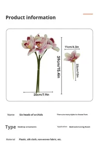 D449 Venta al por mayor de flores artificiales hechas a mano de seis cabezas Huilan para fotografía transfronteriza, accesorios para decoración del hogar de Año Nuevo - Product Image 3