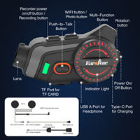 Casque de moto avec caméra Sony 2K, interphone S3 Plus-B, communication de groupe pour 6 motards, interphone 1800M, enregistreur vidéo WIFI