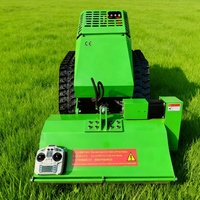 Tondeuse à chenilles autopropulsée à essence télécommandée, industrielle, 4 temps, 190 cm³, 3000 W, fonction mulching, largeur de coupe 80 cm, hauteur de coupe 0-20 cm, vitesse de déplacement 1 m/s, 270