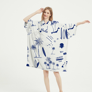 Bata de cambio de secado rápido a rayas con estampado de playa de verano de fábrica, Poncho de toalla de Surf Premium, Poncho de microfibra de gran tamaño con capucha para adultos - Product Image 4