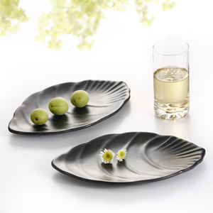 Leaf Shaped <b>Plate</b> Imitation Porcelain Korean Style Durable Food Serving Dish Solid Color WKP4310 WKP4312 - Product Image 1