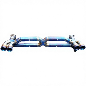 Système d'échappement sport Vortex Titanium Straight Pipe compatible avec Porsche 911 991.2 Turbo S, kit X-Pipe bleu brûlé. - Product Image 1