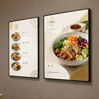 Boîte lumineuse publicitaire LED ultra-mince, affichage mural rétroéclairé avec panneau de menu en verre trempé illuminé pour restaurants