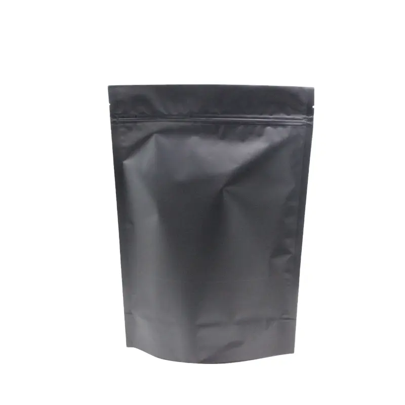 Resealable plain Matt black Food packaging pouch with Euro hole for hanging
